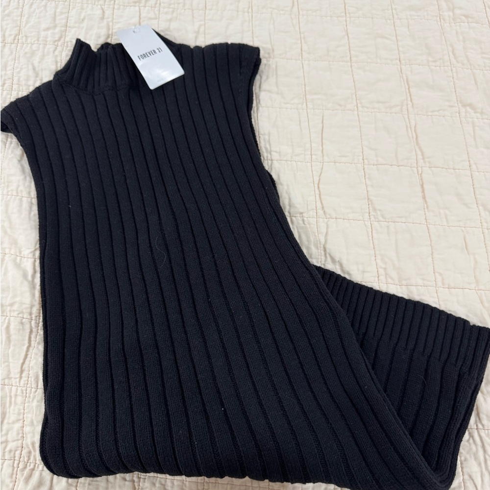 Black Ribbed Sweater dress by Forever 21